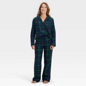 Women’s Plaid Flannel Long Sleeve Shirt And Pants Set Wondershop Size XXL